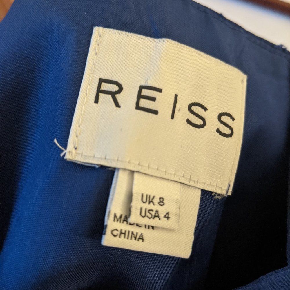 Reiss Melia Navy Blue Pleated Panel Dress - Picture 6 of 6